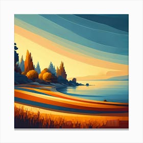 Sunset By The Lake 20 Canvas Print