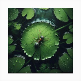 Ant On Lotus Leaf Canvas Print