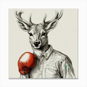 Boxing Deer 3 Canvas Print