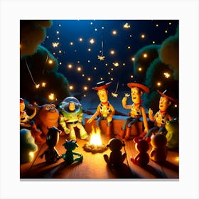 Toy Story Campfire Digital Art Print Whimsical Kids Room Decor Canvas Print