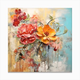 Vintage Bright Flowers 3 Canvas Print