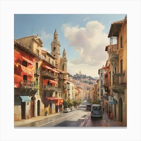 Street In Barcelona art print 1 Canvas Print