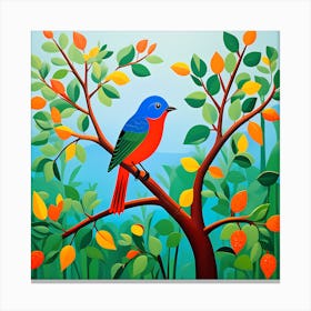 Haitian Naive Art, Bird On a Branch, folk art, 156 Canvas Print