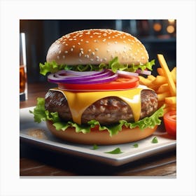 Hamburger And Fries 23 Canvas Print