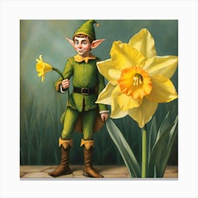 Elf With Daffodils Canvas Print