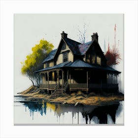 Colored House Ink Painting (64) Canvas Print