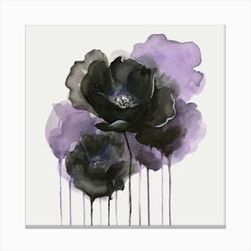 Black And Purple Flowers Canvas Print