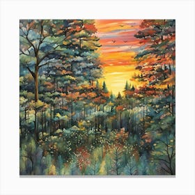 Sunset In The Woods 3 Canvas Print