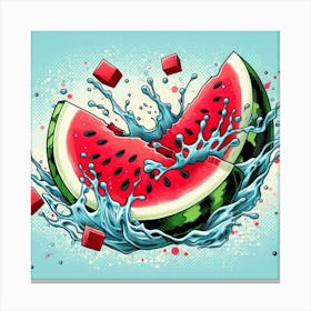 Flying watermelon slice, Pop art 3 Canvas Print