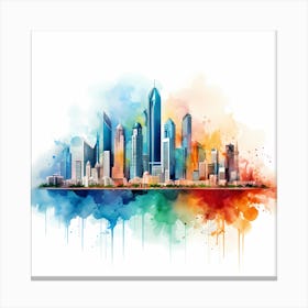 Abu Dhabi Skyline Watercolor Painting 2 Canvas Print