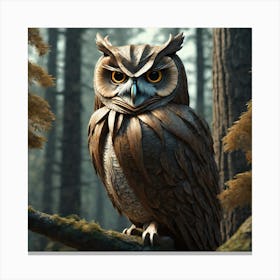 Owl In The Woods 45 Canvas Print