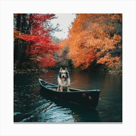 Dog In A Canoe 1 Canvas Print
