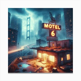 Motel 6 Abandoned City Post Apoloclyptic Dystopia Style B Canvas Print