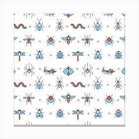 Insects Icons Square Seamless Pattern Canvas Print