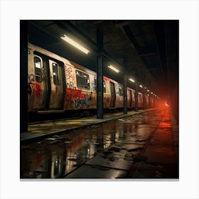 Subway Station At Night Canvas Print