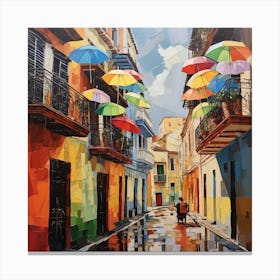 Umbrellas In The Rain 1 Canvas Print