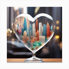 Heart Shaped Cityscape Canvas Print