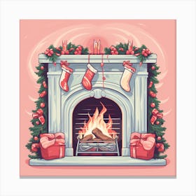 Christmas Fireplace 12 Canvas Print