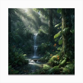 Waterfall In The Forest 52 Canvas Print