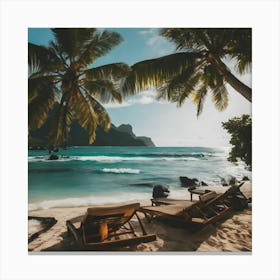 Tropical Beach Scene Canvas Print