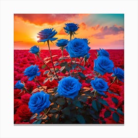 Blue Roses At Sunset 1 Canvas Print