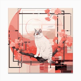 Cat Sitting On A Branch Canvas Print