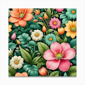 Seamless Floral Pattern 7 Canvas Print