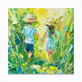 Couple In The Grass Canvas Print