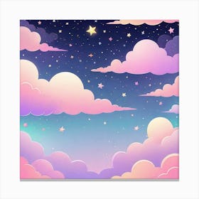 Sky With Twinkling Stars In Pastel Colors Square Composition 103 Canvas Print