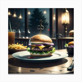 Burger In A Restaurant 14 Canvas Print