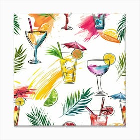 Seamless Pattern With Colorful Drinks Canvas Print