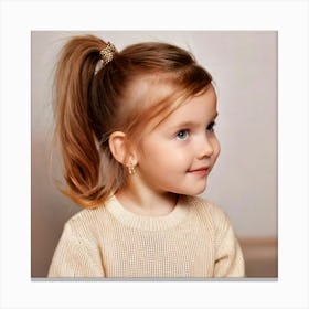 Firefly Stylish Toddler Girl With Sleek Ponytail And Gold Pin 92420 Canvas Print