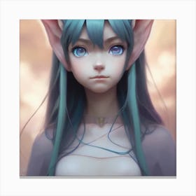 Elven Girl Hyper-Realistic Anime Portraits Canvas Print