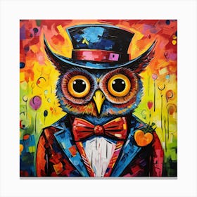 Owl In Top Hat Canvas Print