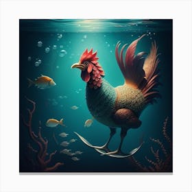 Rooster Underwater Canvas Print