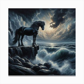 Horse Standing On Cliff Canvas Print