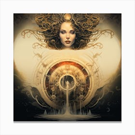 "Beyond Horizons: Woman and Portal" Canvas Print