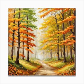 Forest In Autumn In Minimalist Style Square Composition 289 Canvas Print