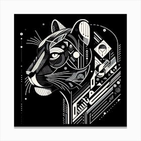 Geometric Art Black Panther 3 Canvas Print