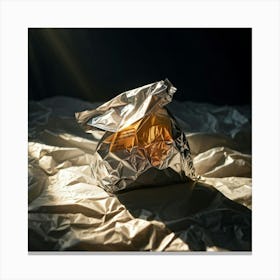 Crumpled Plastic Wrapper Foreground Contrasting Against A Pristine Dark Background Focus On Texture (1) 2 Canvas Print