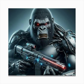Ape With A Gun Canvas Print
