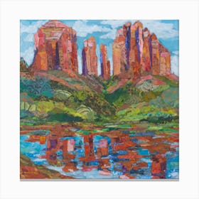 Red Rock Nature Crossing Arizona Square Canvas Print