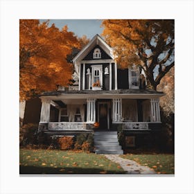 Victorian House In Autumn Canvas Print