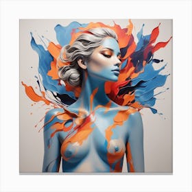 Blue And Orange Body Painting Canvas Print