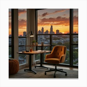 Sunset In Chicago Canvas Print