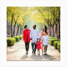 Family Portrait In Beijing Canvas Print