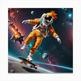 Space Skateboarder Canvas Print