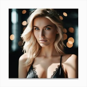 beautiful blonde girl in lingerie 7 Canvas Print