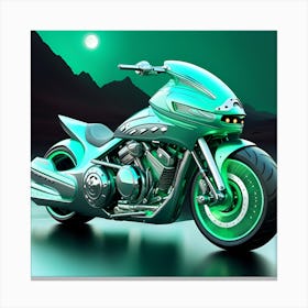 Green Motorcycle 1 Canvas Print