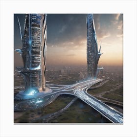 Futuristic Cityscape 250 Canvas Print